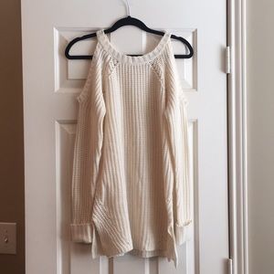 Cream cold shoulder sweater NWOT